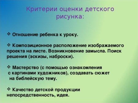 Критерии оценки рисунков дошкольников