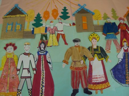 Народные праздники коллективное панно
