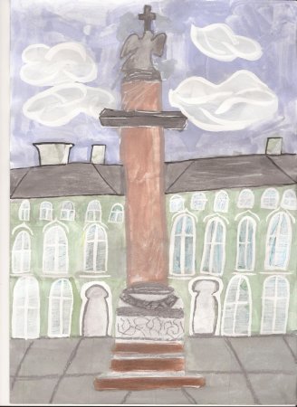 Александровская колонна карандашом