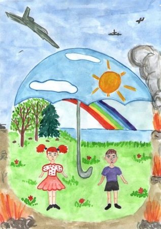 Детские рисунки против войны (53 фото)