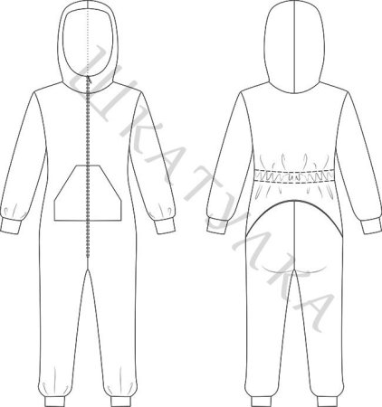 Технический рисунок комбинезона детского