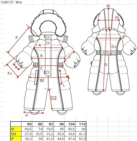 Лекало зимнего комбинезона для новорожденного