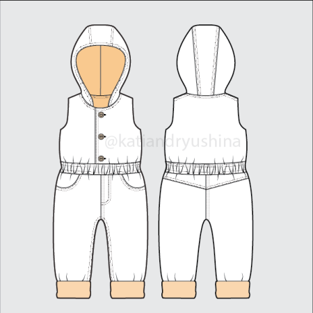 Технический эскиз детские комбинезоны