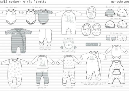 Эскизы одежды для новорожденных