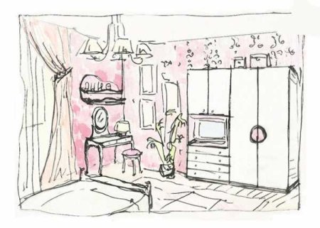 Комната подростка девочки карандашом