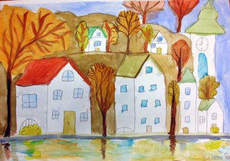 Рисование осенний город