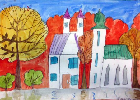 Рисунок на тему осенний город