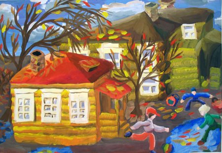 Рисование с детьми осенний город