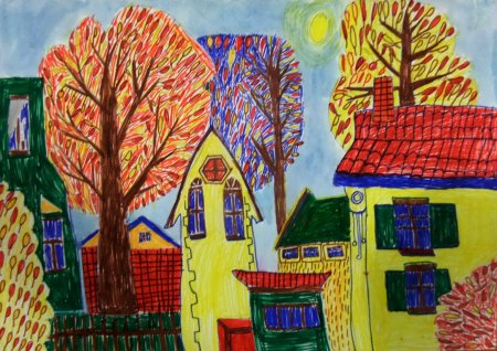 Пейзаж фломастерами для детей