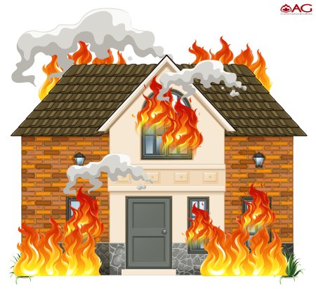 Горящий дом мультяшный