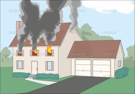 Дом горит рисунок