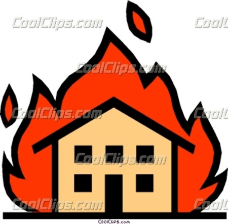 Нарисовать горящие дома