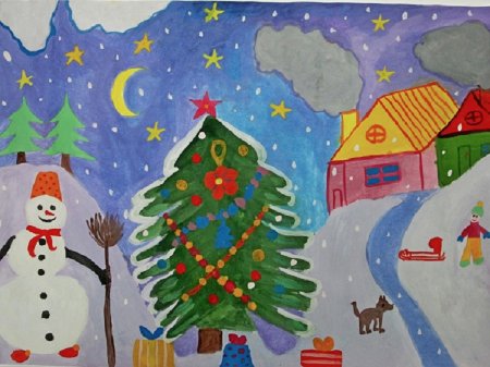 Детские рисунки на тему новогоднее чудо