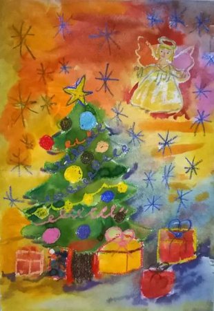 Новогодний город рисование