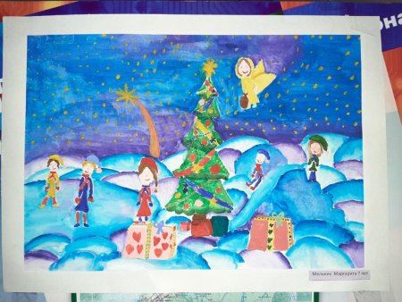 Детские рисунки на тему Рождество