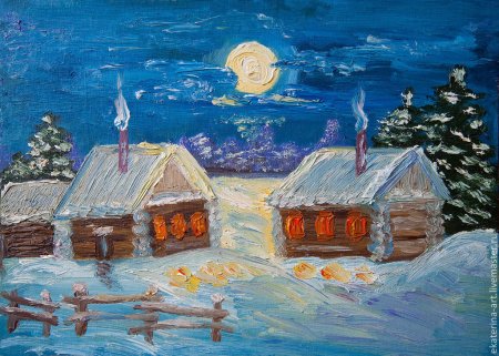 Рисунок на тему зимний вечер