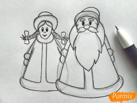Поэтапное рисование Деда Мороза для детей 4 лет