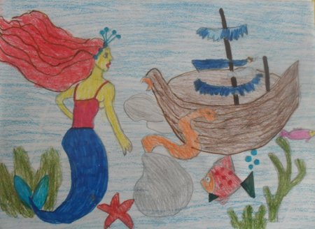Русалка для рисования детям