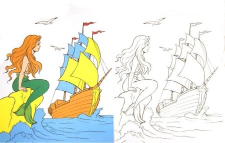 Русалочка Андерсен раскраска для детей