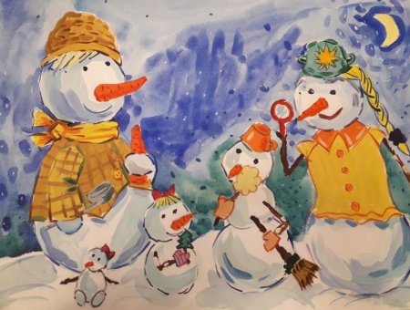 Снеговик рисунок