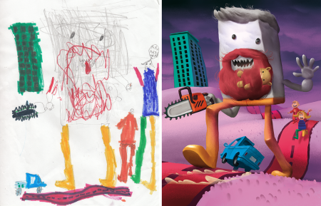 Детские рисунки перерисованные художником