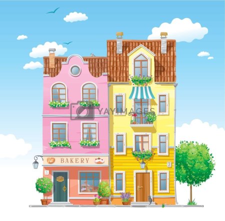 Многоэтажные домики на окна