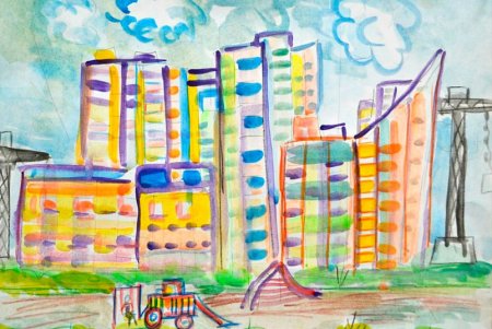 Город детский рисунок