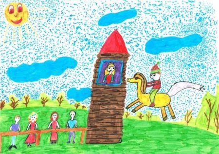 Детский рисунок к сказке Сивка бурка
