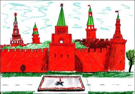 Спасская башня Кремля рисование