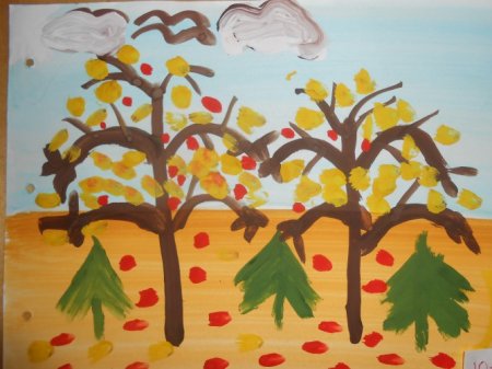 Рисование в детском саду осень