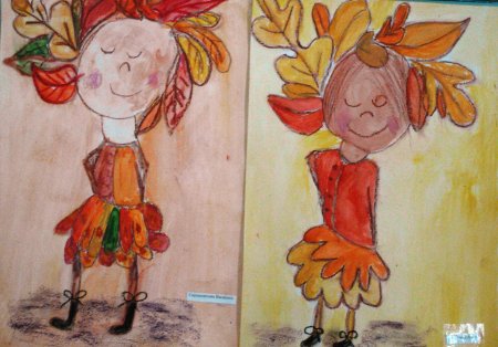 Рисование детям девушка осень