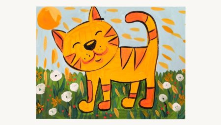 Детский рисунок кота