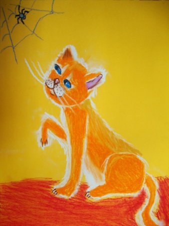 Кошка пастелью для детей