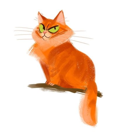 Рыжий кот нарисованный