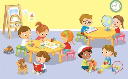 Воспитатель с детьми вектор