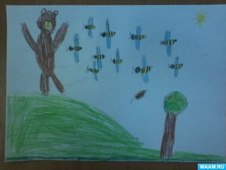 Рисование медведь и пчелы старшая группа