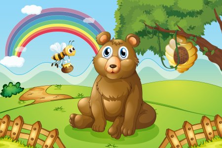 Раскраска мишка с пчелами
