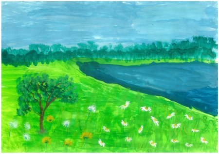 Река Волга для рисования