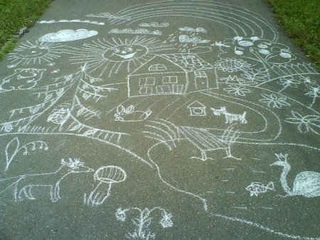 Рисунки на асфальте.