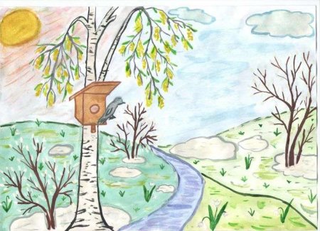 Рисование весеннего пейзажа