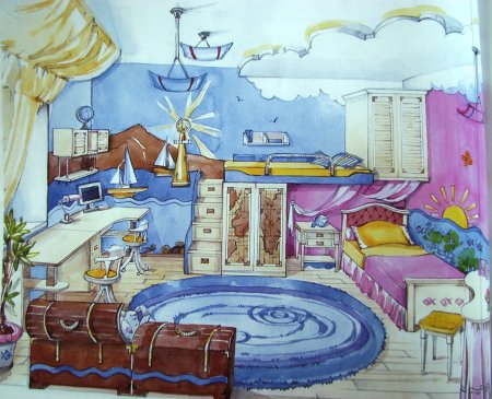 Детская комната раскраска