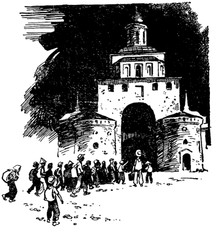 Рисунок золотых ворот во Владимире