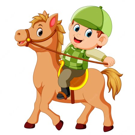 Мальчик катается на лошадке