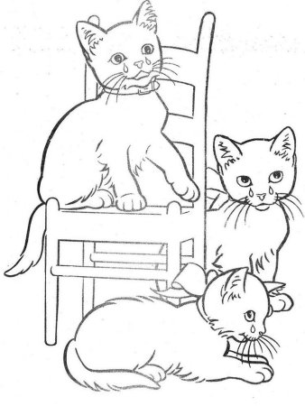 Раскраска домик с котятами