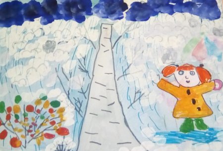 Зимний пейзаж гуашью для детей 6-7 лет