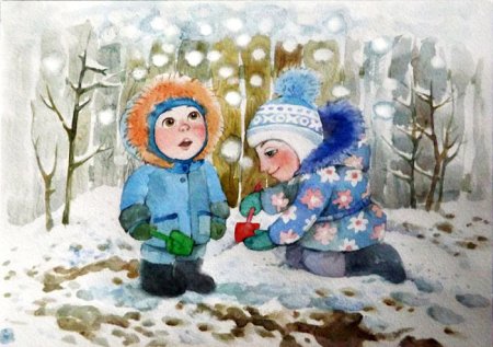 Рисование первый снег