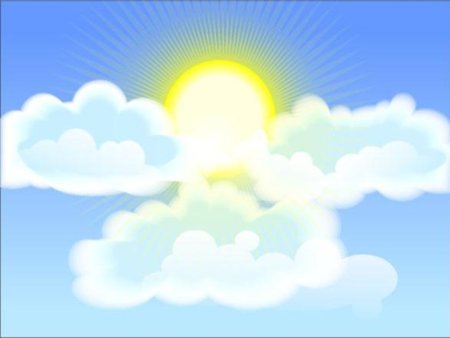 Мультяшное небо с солнцем