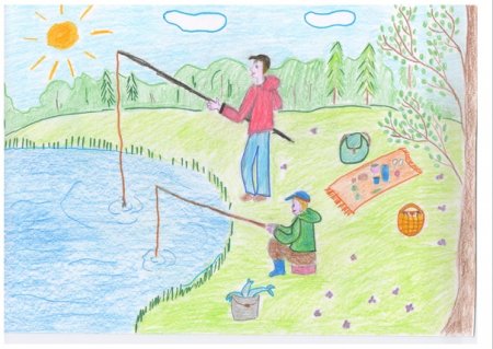 Рисунки на тему рыбалка для детей