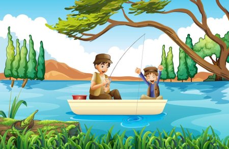 Отдых на озере рисунок