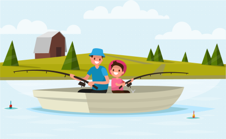 Рыбалка с сыном на лодке